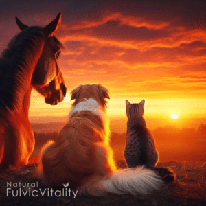 Dog cat horse looking at a sunset natural fulvic vitality 